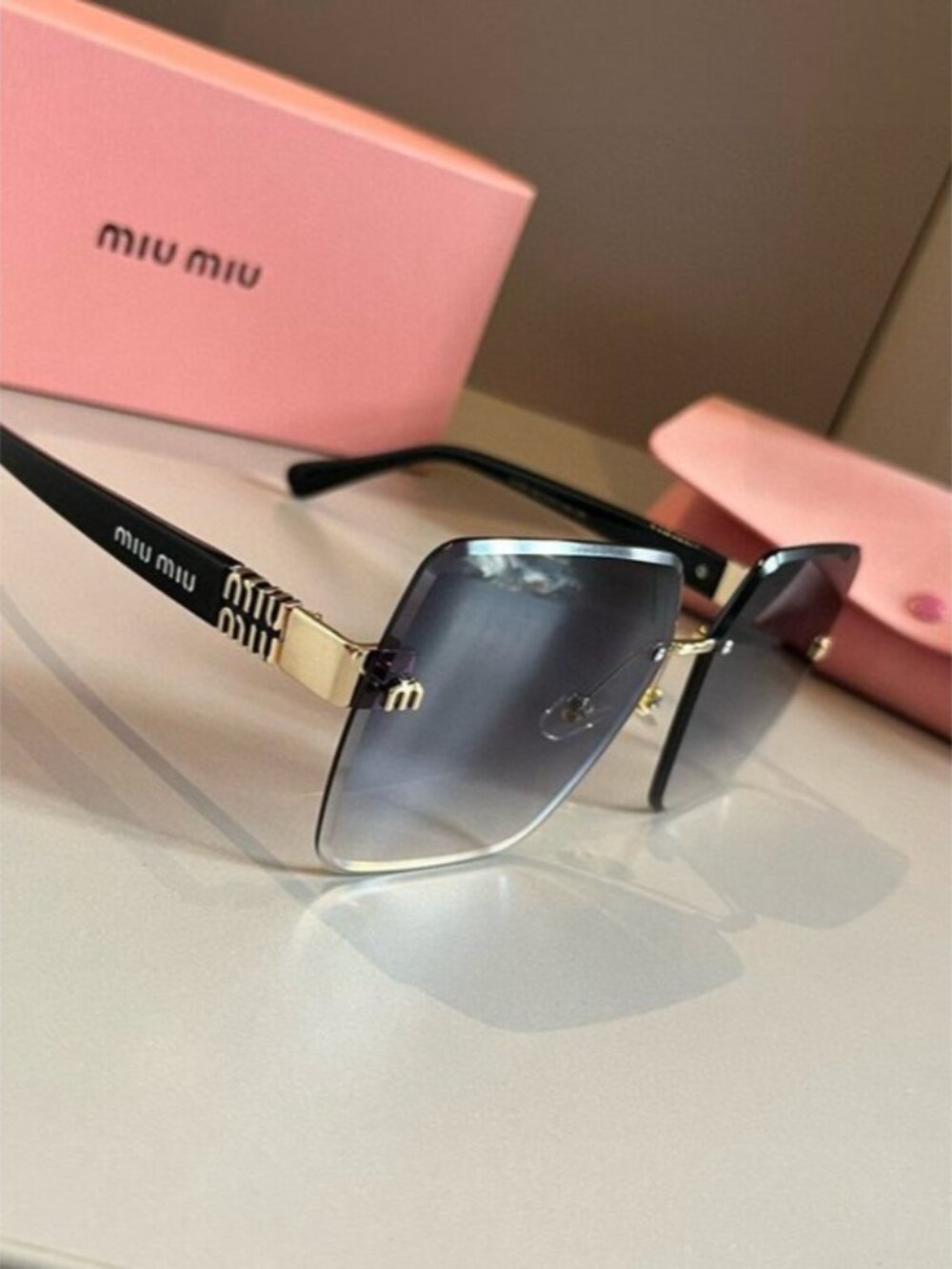 Miu Miu 2026 Premium Frameless Sunglasses for Women, UV Protection